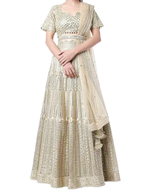 SAMPLE SALE: Lime Embroidered Lehenga Set