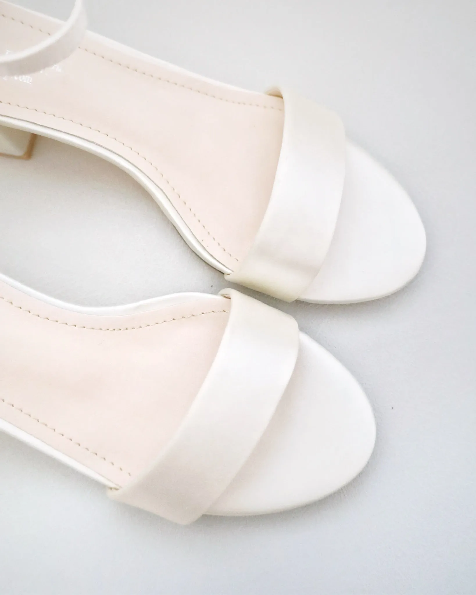 Satin Block Heel Sandals with Ankle Strap