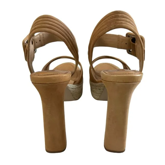 Schutz Blisse Nubuck Platform Sandals in Nude Caramel Size 8.5B