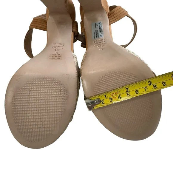 Schutz Blisse Nubuck Platform Sandals in Nude Caramel Size 8.5B