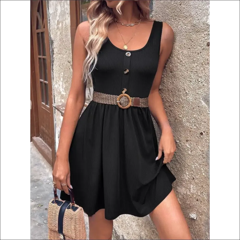 Scoop Neck Wide Strap Mini Tank Dress