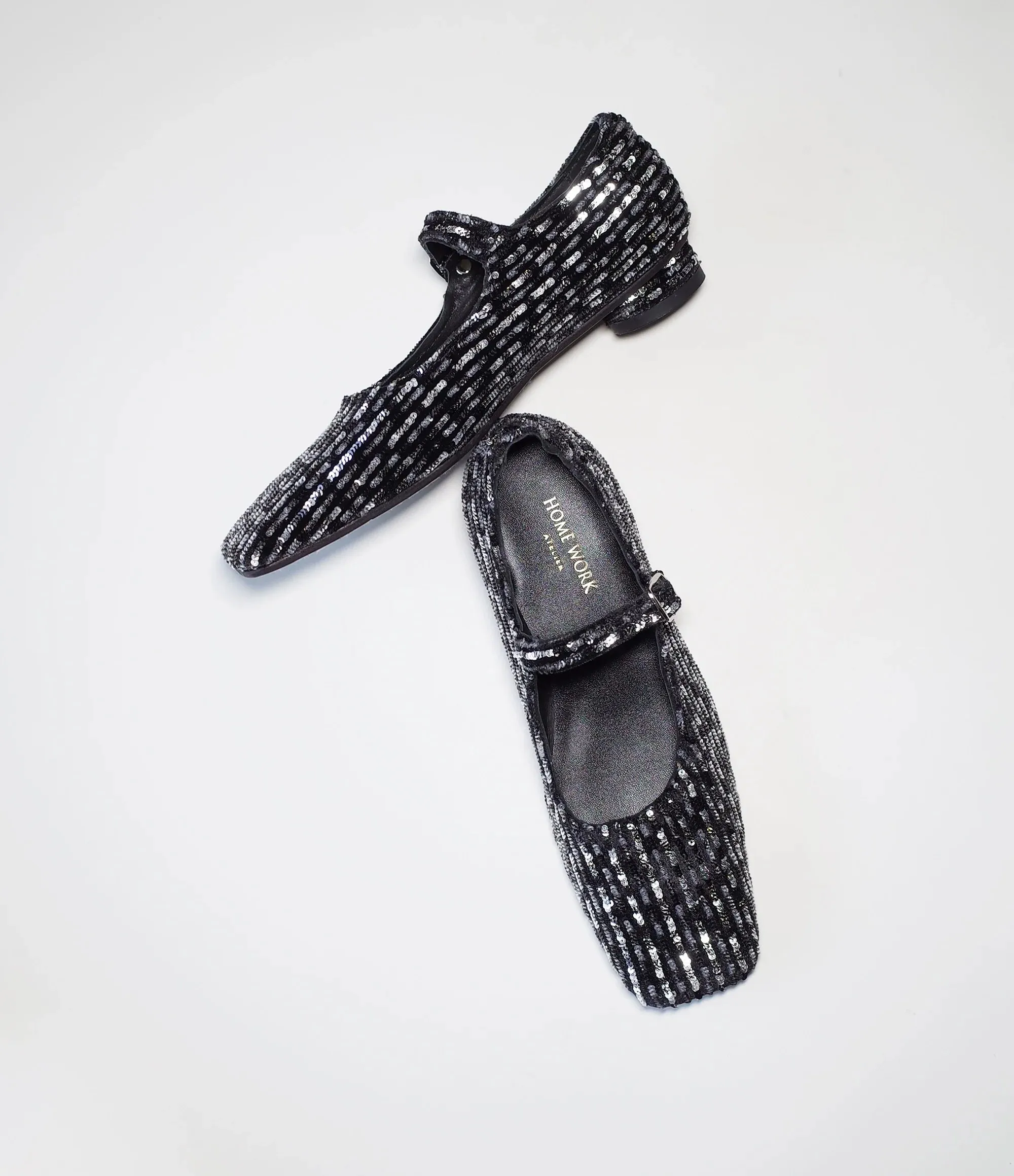 Sequined Velvet Mary Jane Shoes