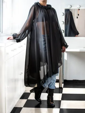 Sheer Tunic, Futuristic Clothing, Asymmetric Tunic, Gothic Clothing, Black Tunic Dress, See Through Tunic, Long Sleeve Tunic, Grunge Dress