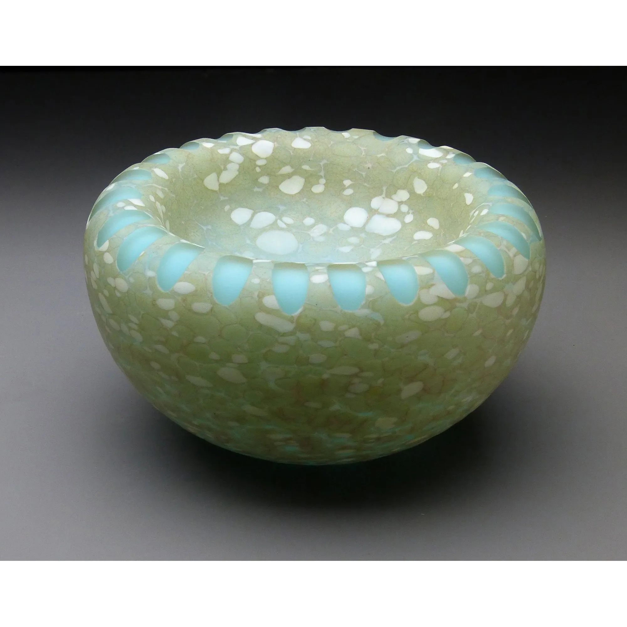 Shoal Series in Seafoam Handblown Glass Bowl by Thomas Spake Studios