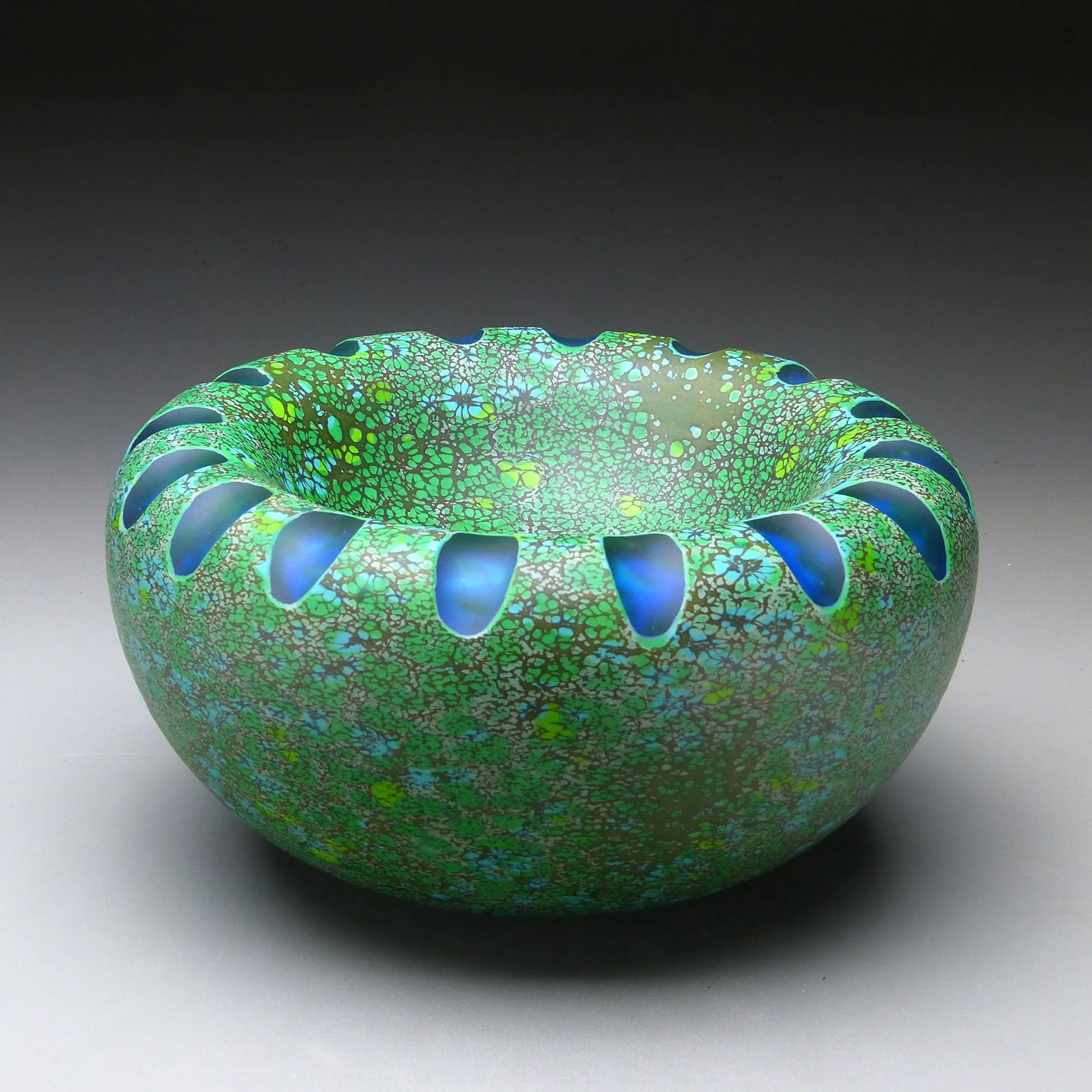 Shoal Series in Tidepool Handblown Glass Bowl by Thomas Spake Studios