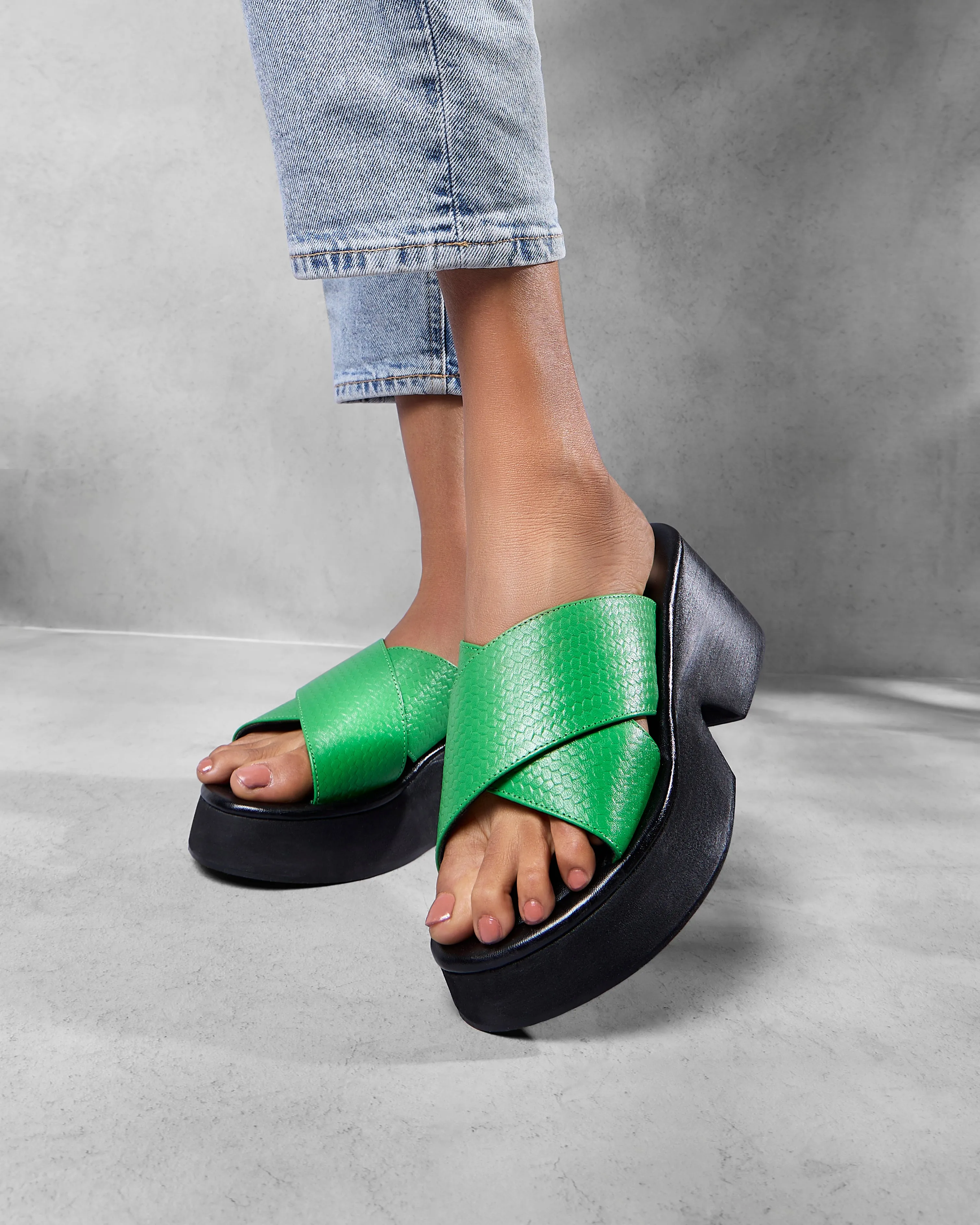 Siena Green Platform Sandals For Women