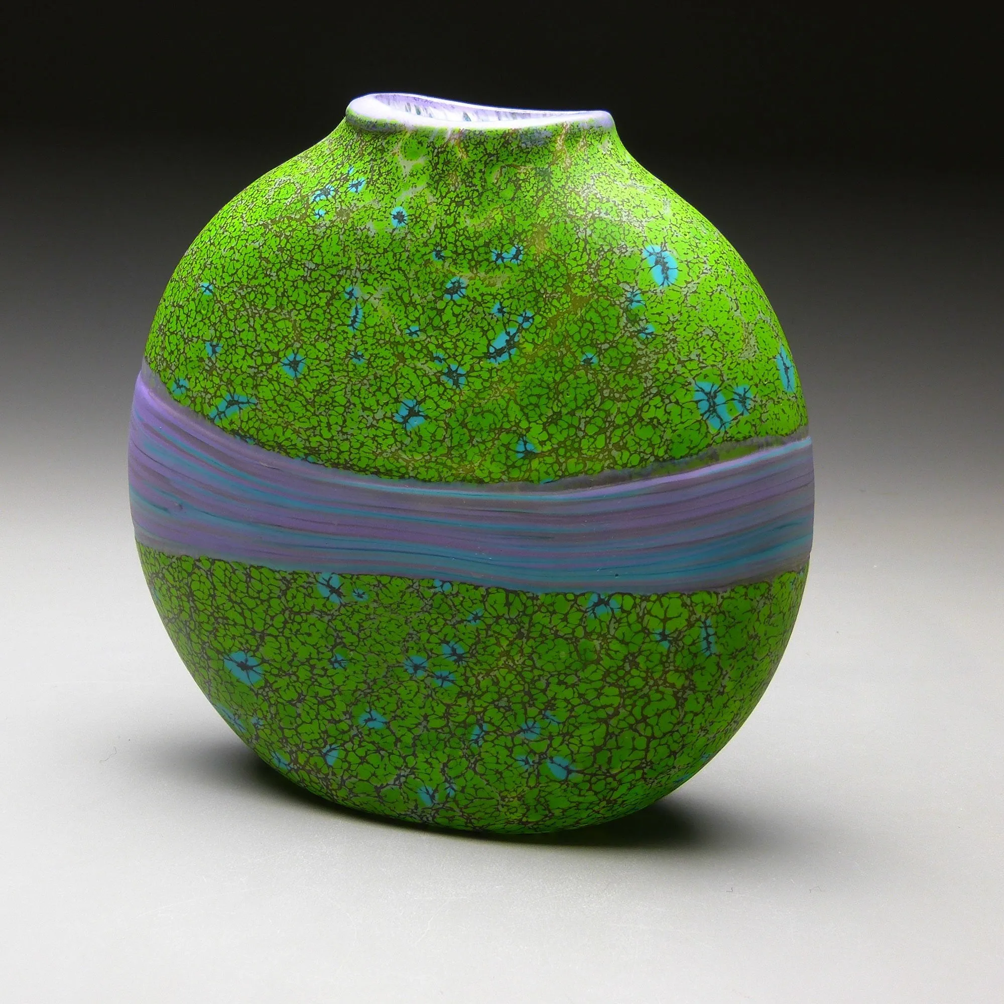 Strata Series in Green Handblown Glass Vase by Thomas Spake Studios