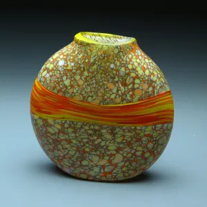Strata Series in Orange Handblown Glass Vase by Thomas Spake Studios