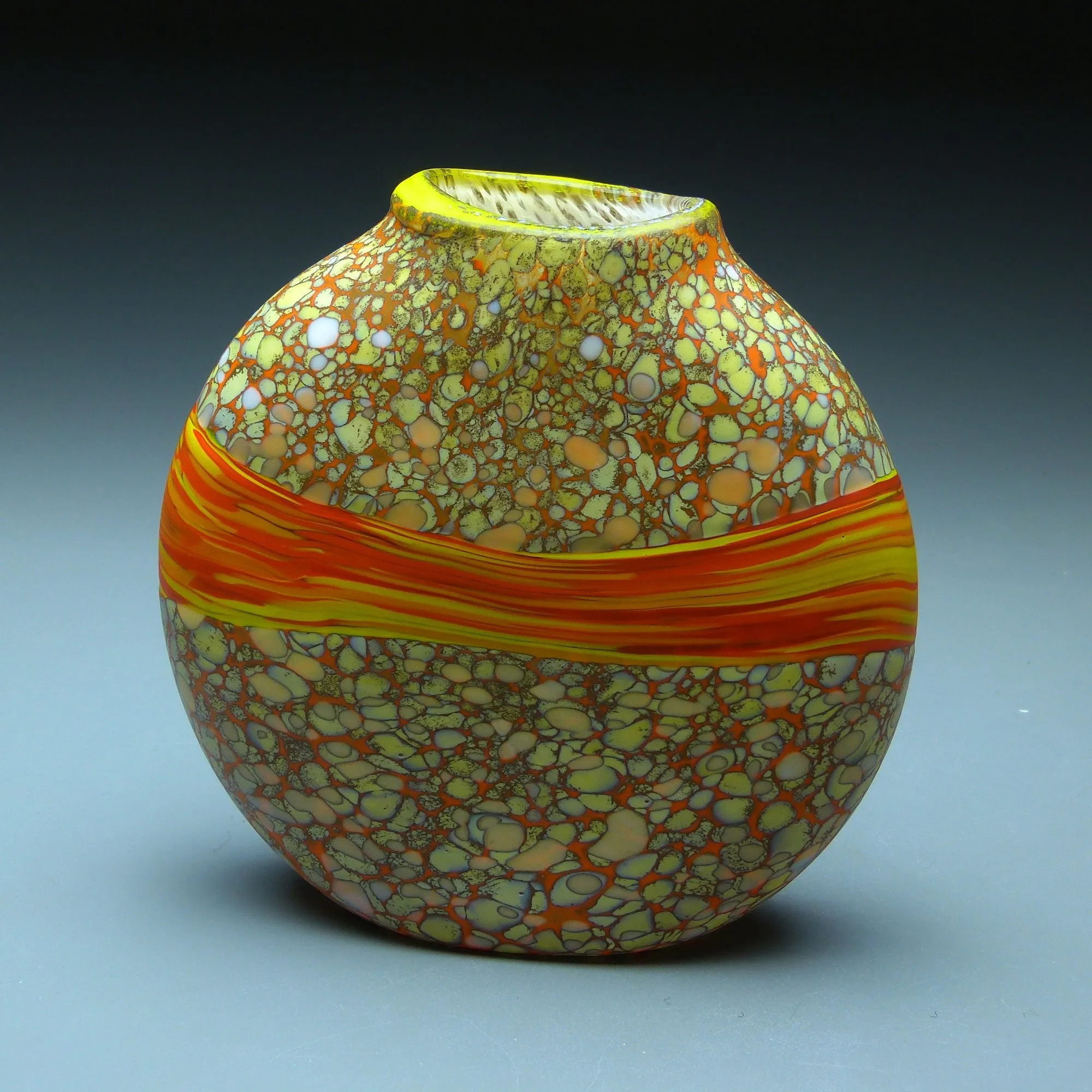 Strata Series in Orange Handblown Glass Vase by Thomas Spake Studios