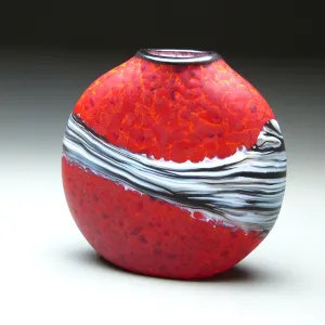 Strata Series in Red Handblown Glass Vase by Thomas Spake Studios