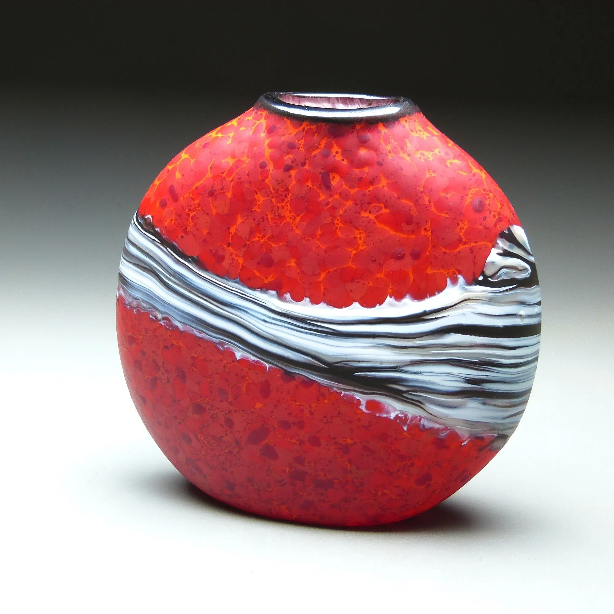 Strata Series in Red Handblown Glass Vase by Thomas Spake Studios