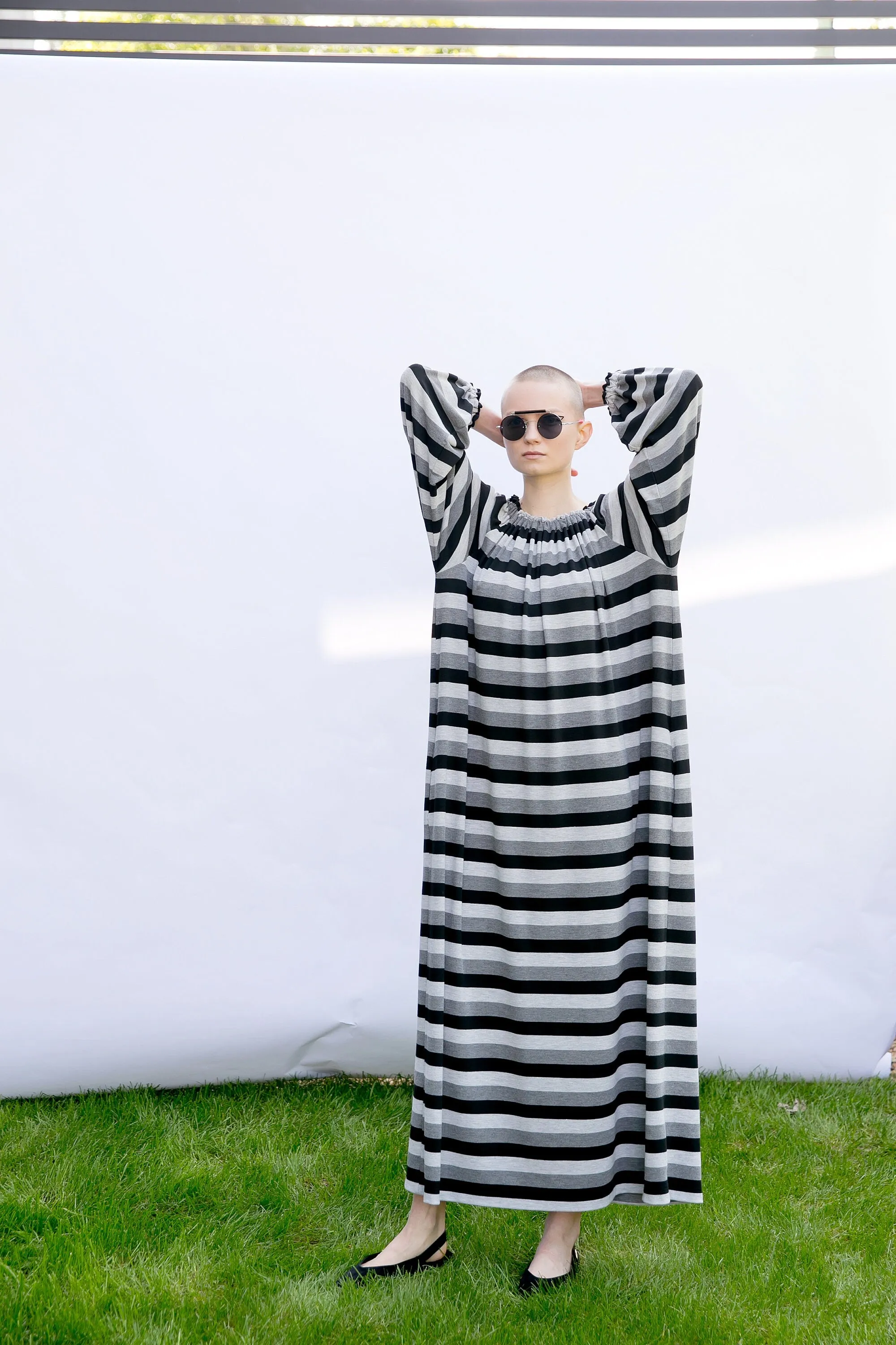Striped Knitted Dress with Long Sleeves, Plus Size Knit Dress, Winter Dress for Women, Maxi Dress with Stripes, Belted Dress, Long Dress