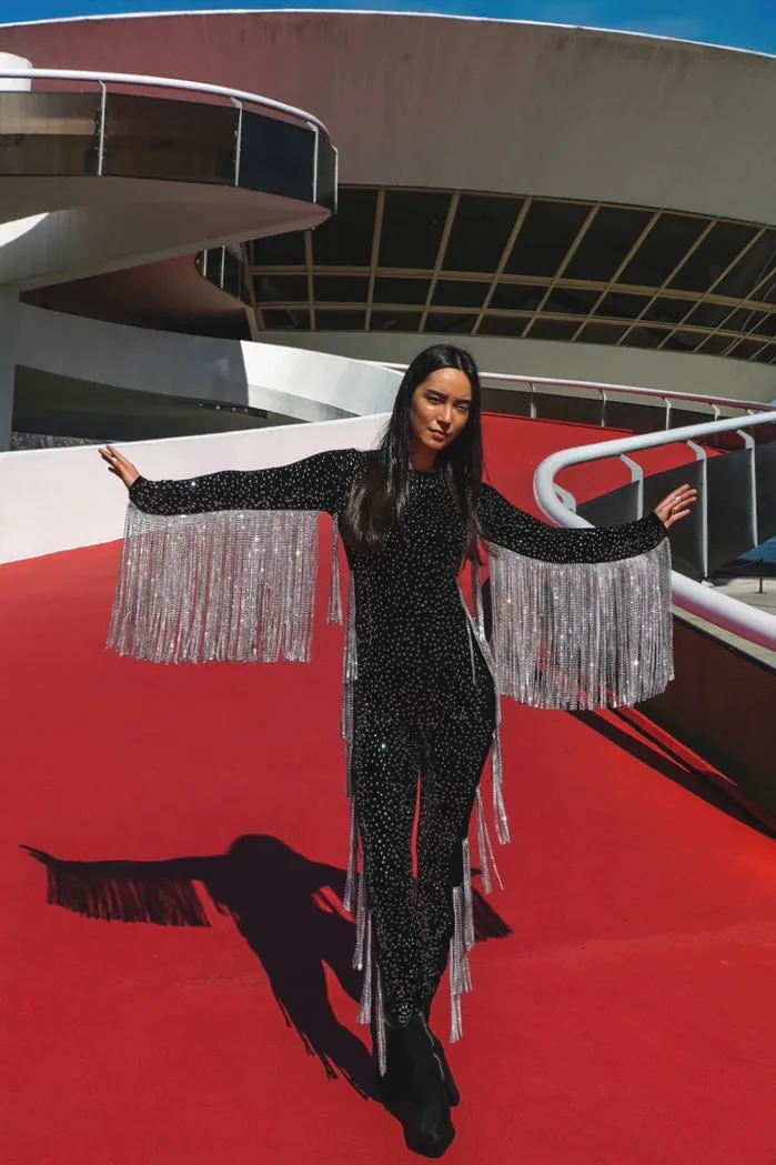 Symphonize The Feeling Fringed Catsuit by Dani Watanabe