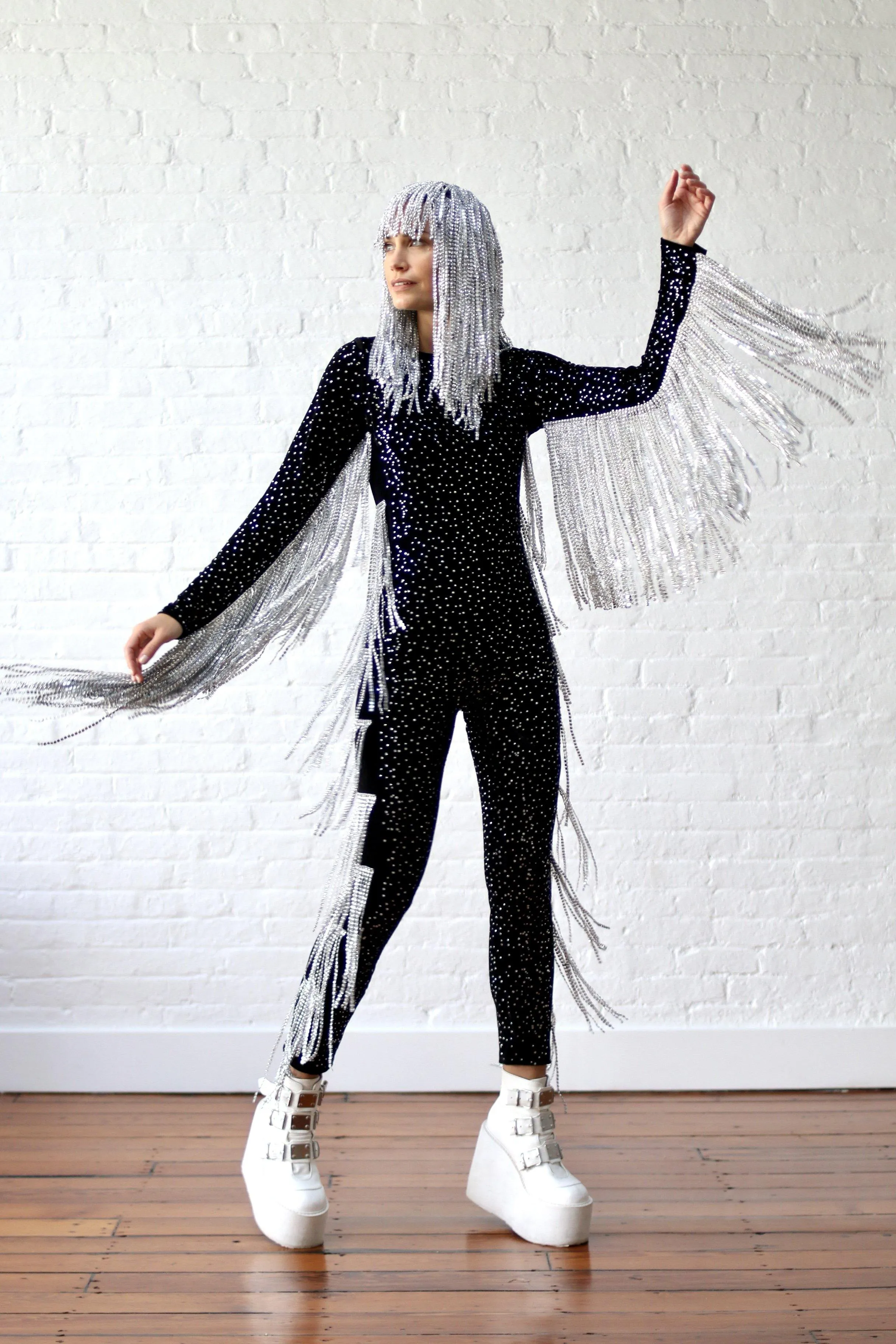 Symphonize The Feeling Fringed Catsuit by Dani Watanabe
