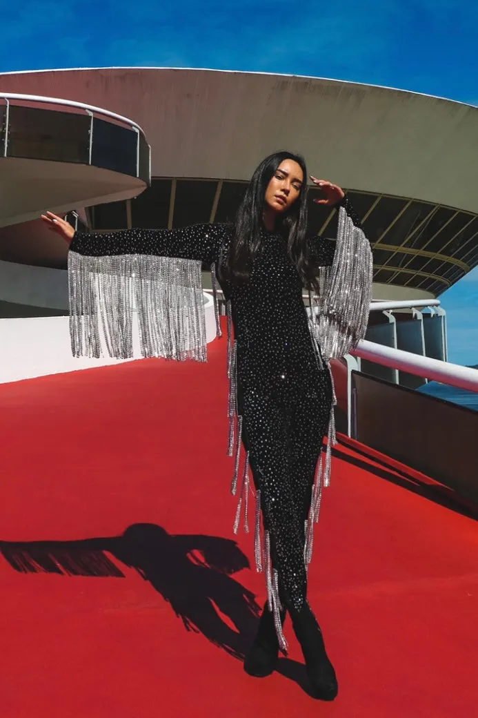 Symphonize The Feeling Fringed Catsuit by Dani Watanabe