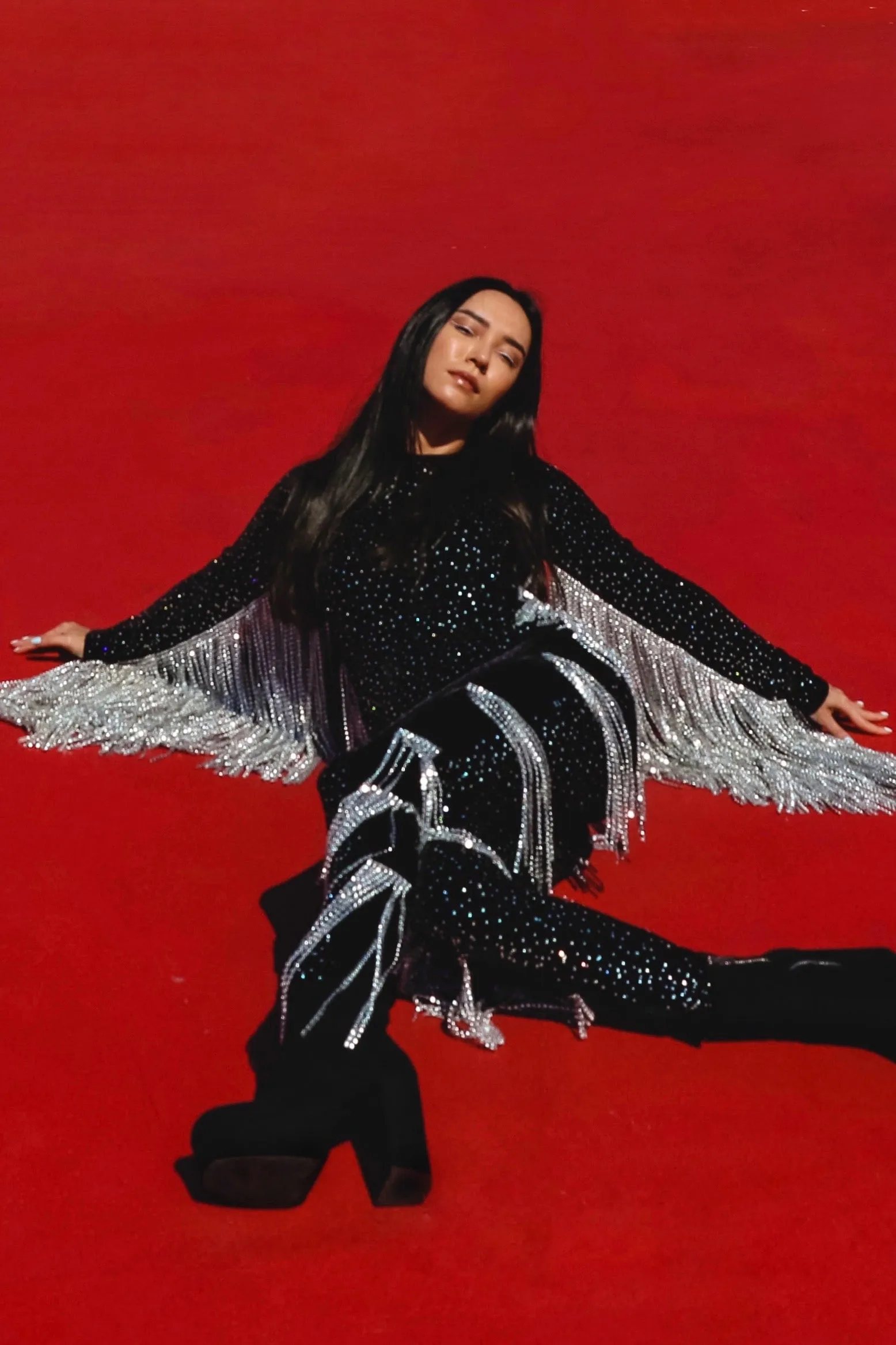 Symphonize The Feeling Fringed Catsuit by Dani Watanabe