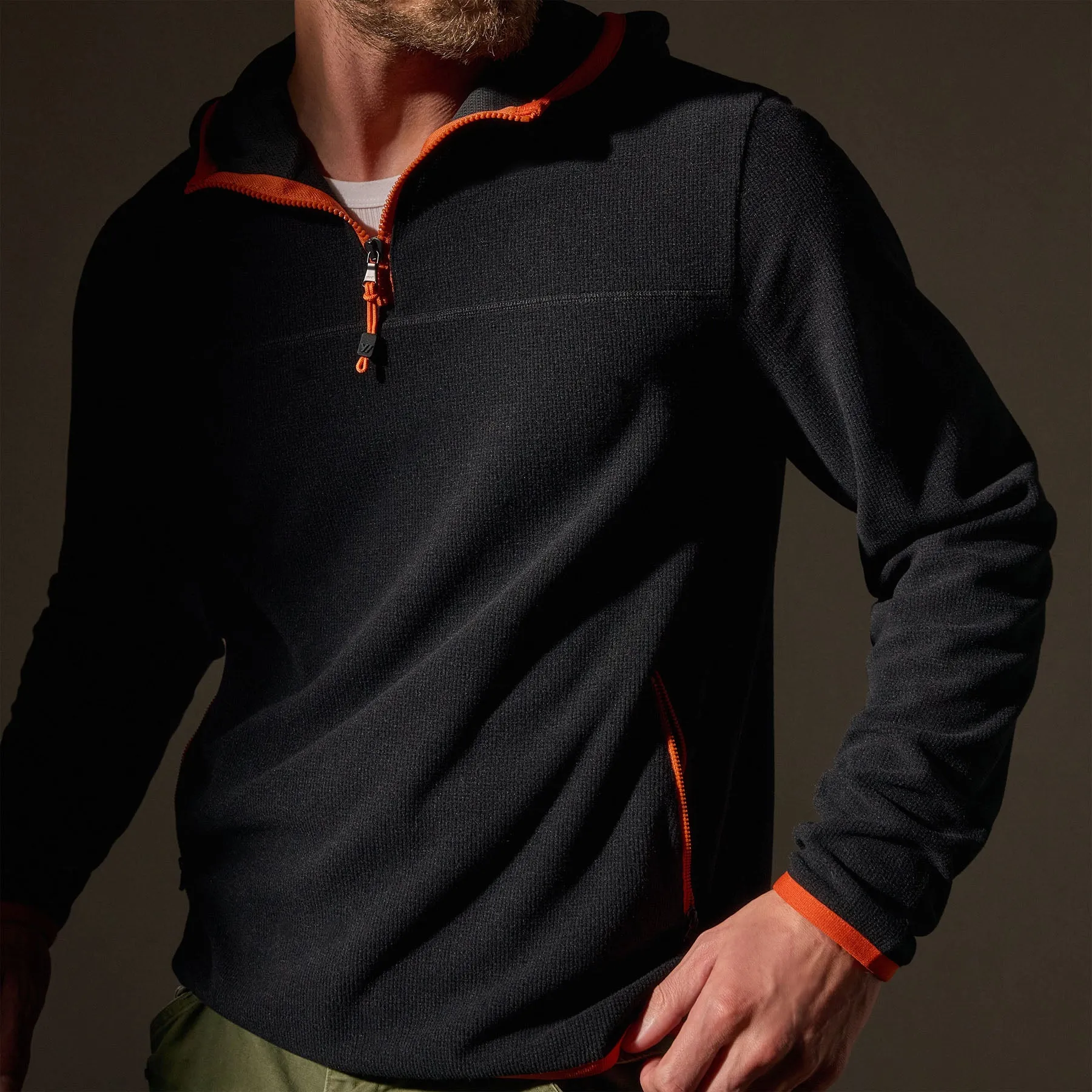 Tech Waffle Performance Hoodie - Black/Orange