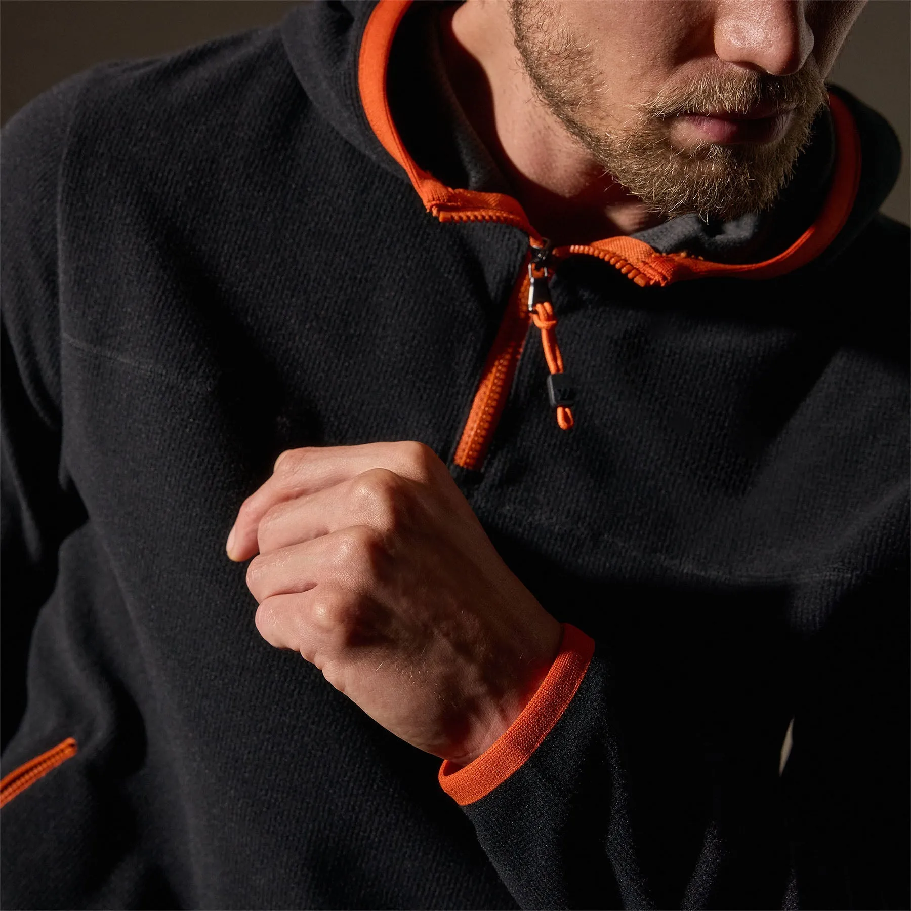 Tech Waffle Performance Hoodie - Black/Orange