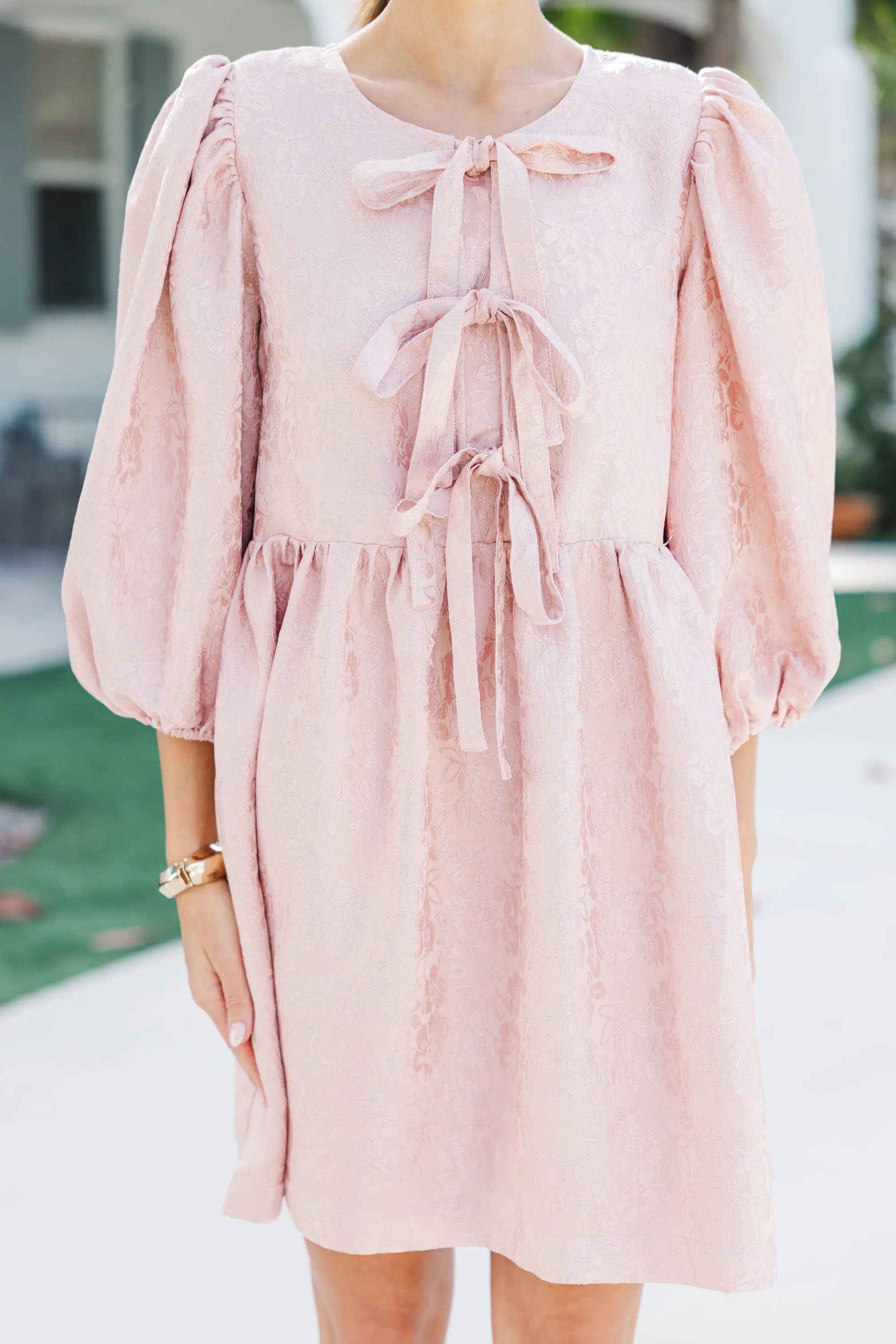 The Allure Dusty Rose Textured Babydoll Dress