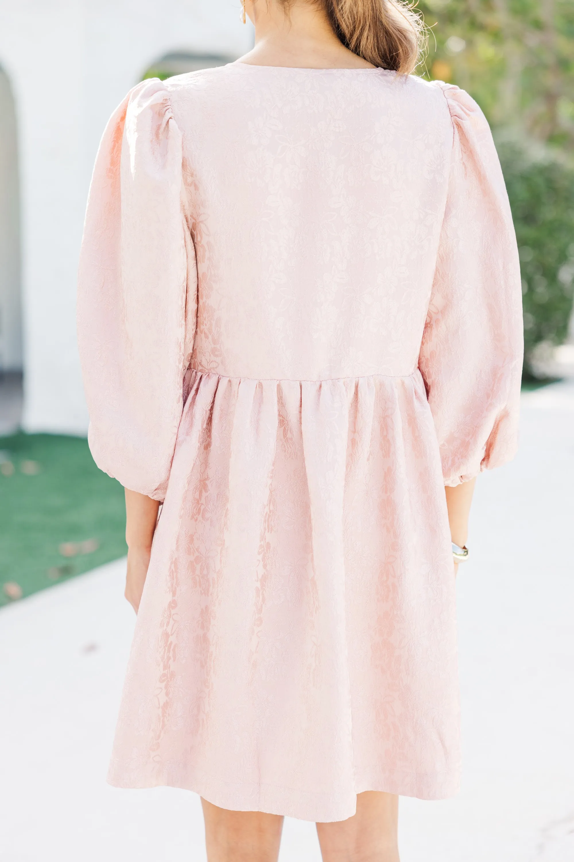 The Allure Dusty Rose Textured Babydoll Dress