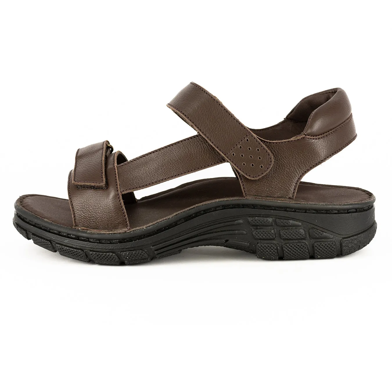 Toliara : Mens Leather Sandals in Choc Delta