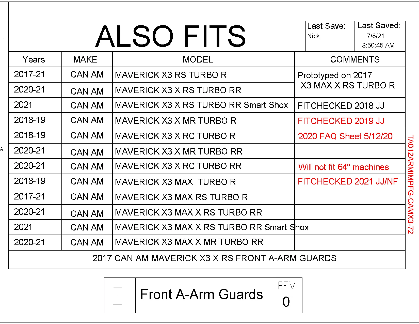 Trail Armor Can Am Maverick X3 X RS Turbo R, X3 Max X RS Turbo R, X3 X MR Turbo R, X3 X RC Turbo R, X3 Max Turbo R, X3 X RS Turbo RR, X3 Max X RS Turbo RR, X3 X MR Turbo RR, X3 Max X MR Turbo RR, X3 X RC Turbo RR Front iMpact Guards