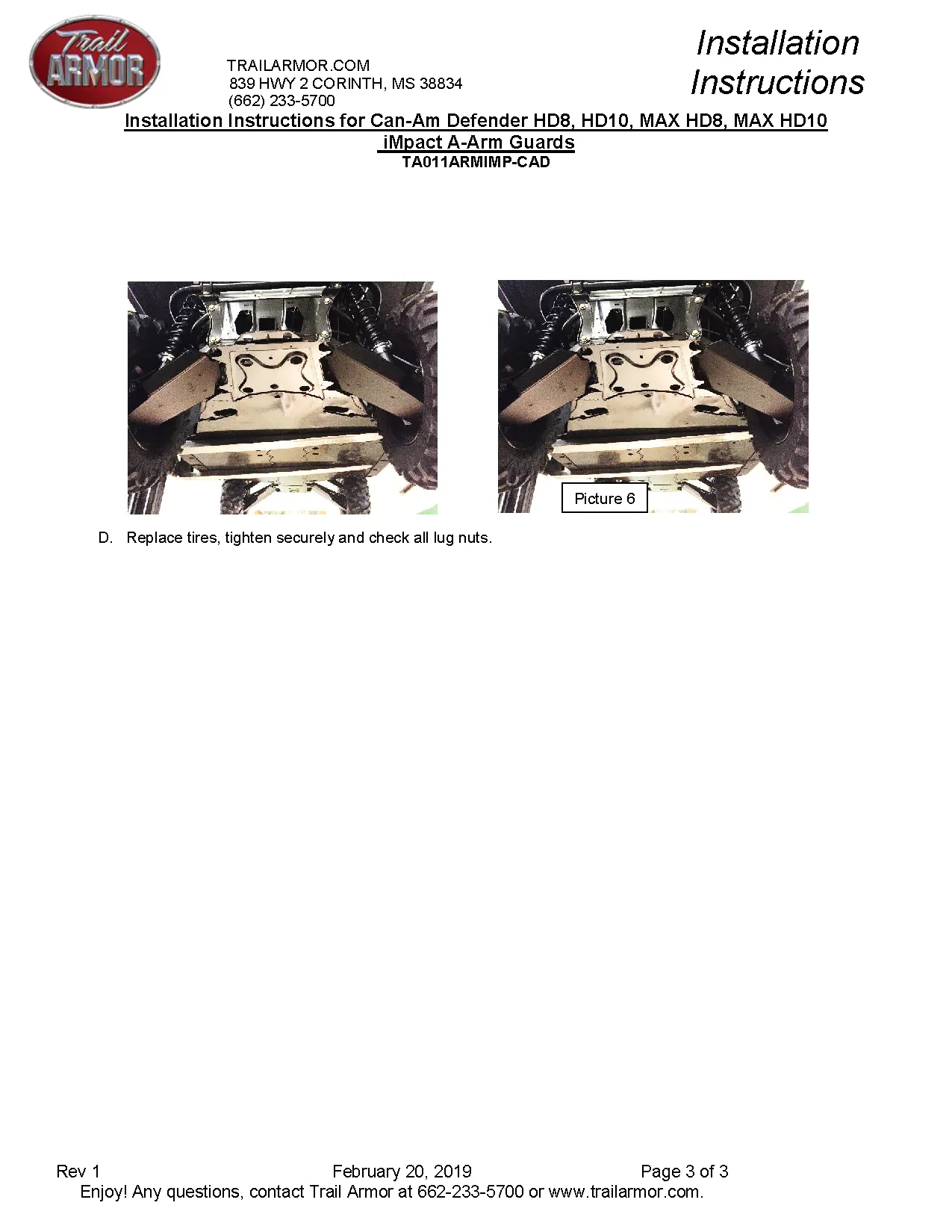 Trail Armor CanAm Defender HD5, Defender HD7, Defender HD8, Defender HD9, Defender DPS HD10, Defender Max HD7, Defender Max HD8, Denfender Max HD9, Defender Max HD10 iMpact A-Arm Guards