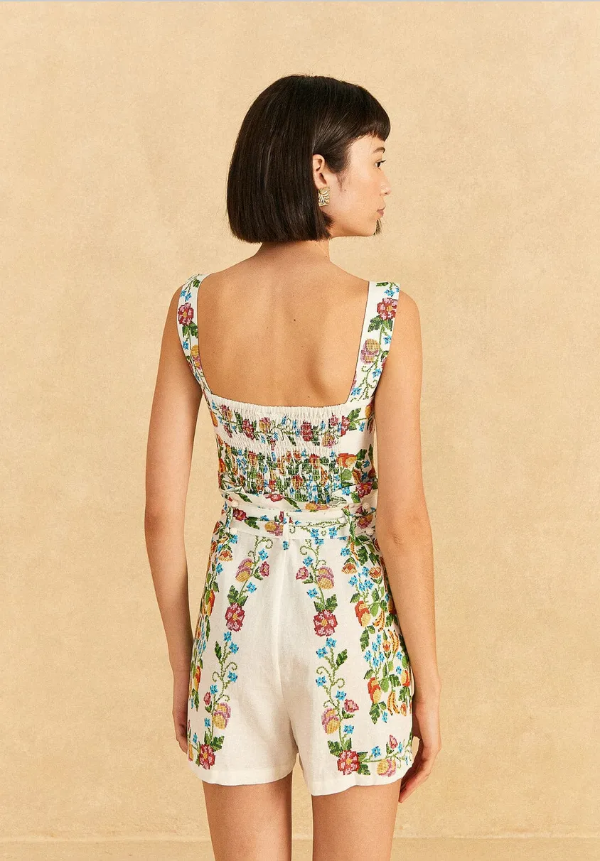 Tropical Romance Off White Romper