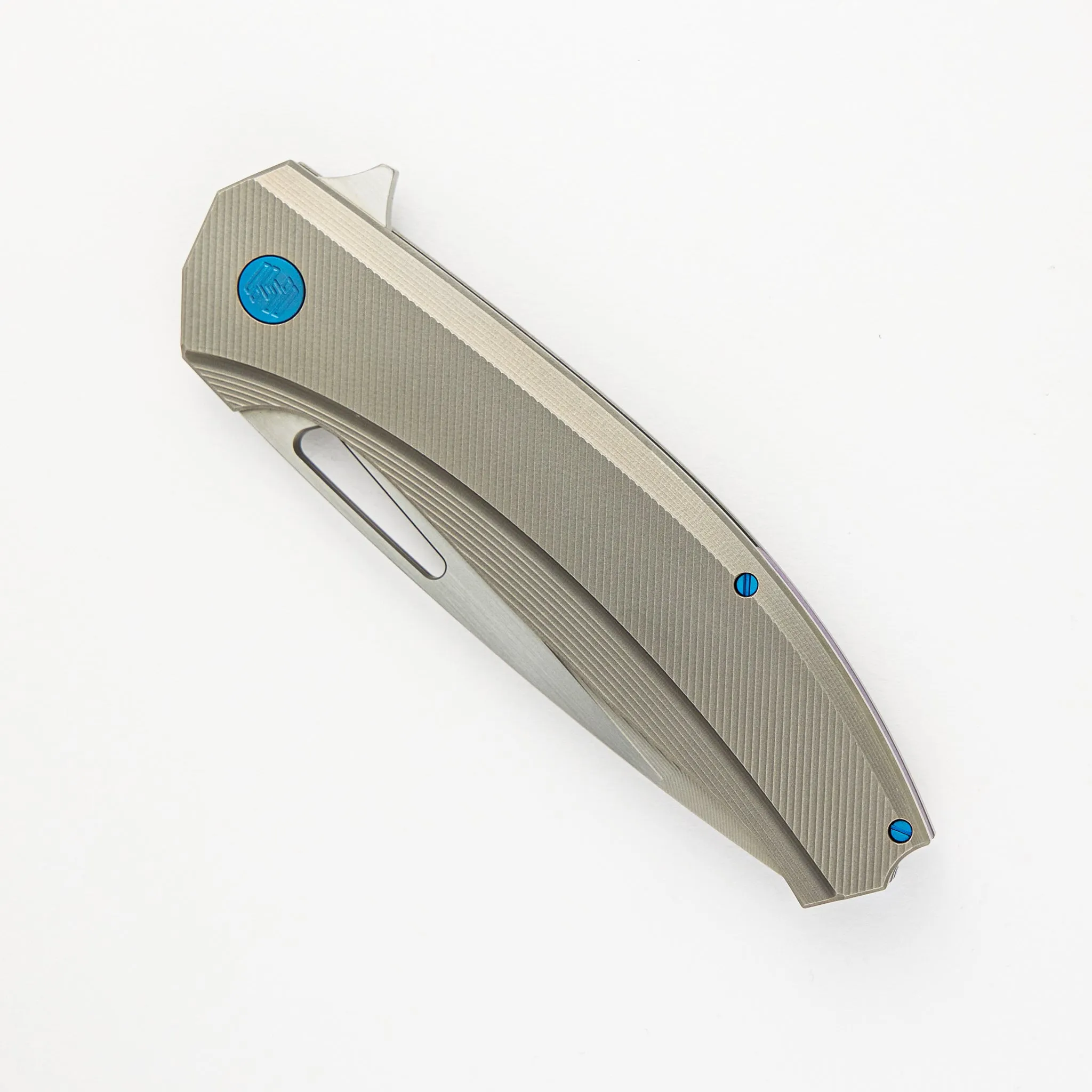 Veli – Titanium Handle – RWL-34 Blade – C. Blue Titanium Hardware