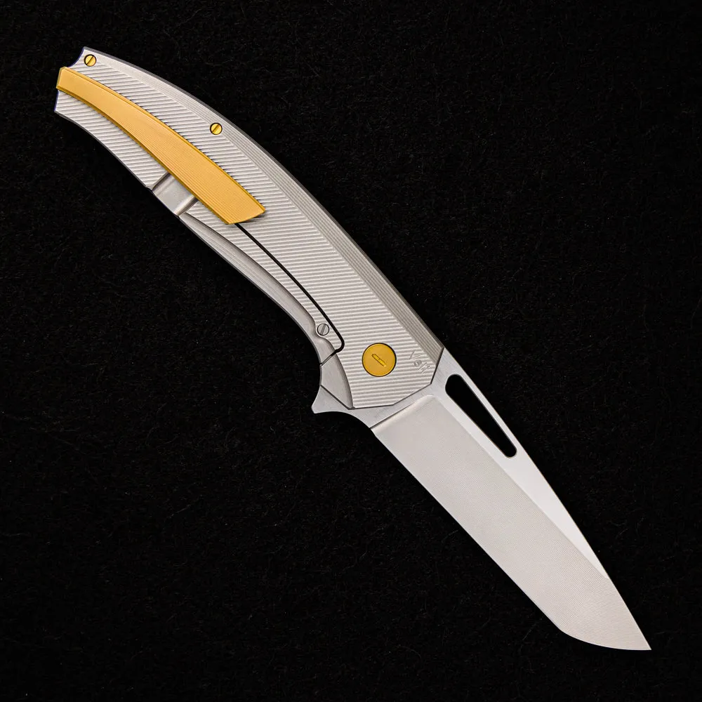 Veli – Titanium Handle – RWL-34 Blade – Gold Titanium Hardware