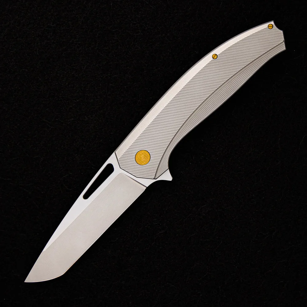 Veli – Titanium Handle – RWL-34 Blade – Gold Titanium Hardware