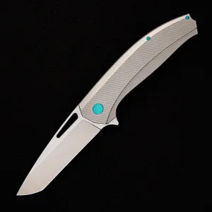Veli – Titanium Handle – RWL-34 Blade – Teal Titanium Hardware