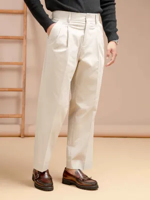 Venezia Pleated Trousers - Beige Apricot (Wide Fit)