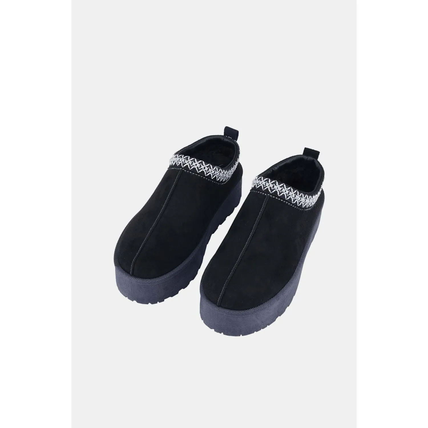 Weeboo Platform Embroidered Trim Slip-On Boots