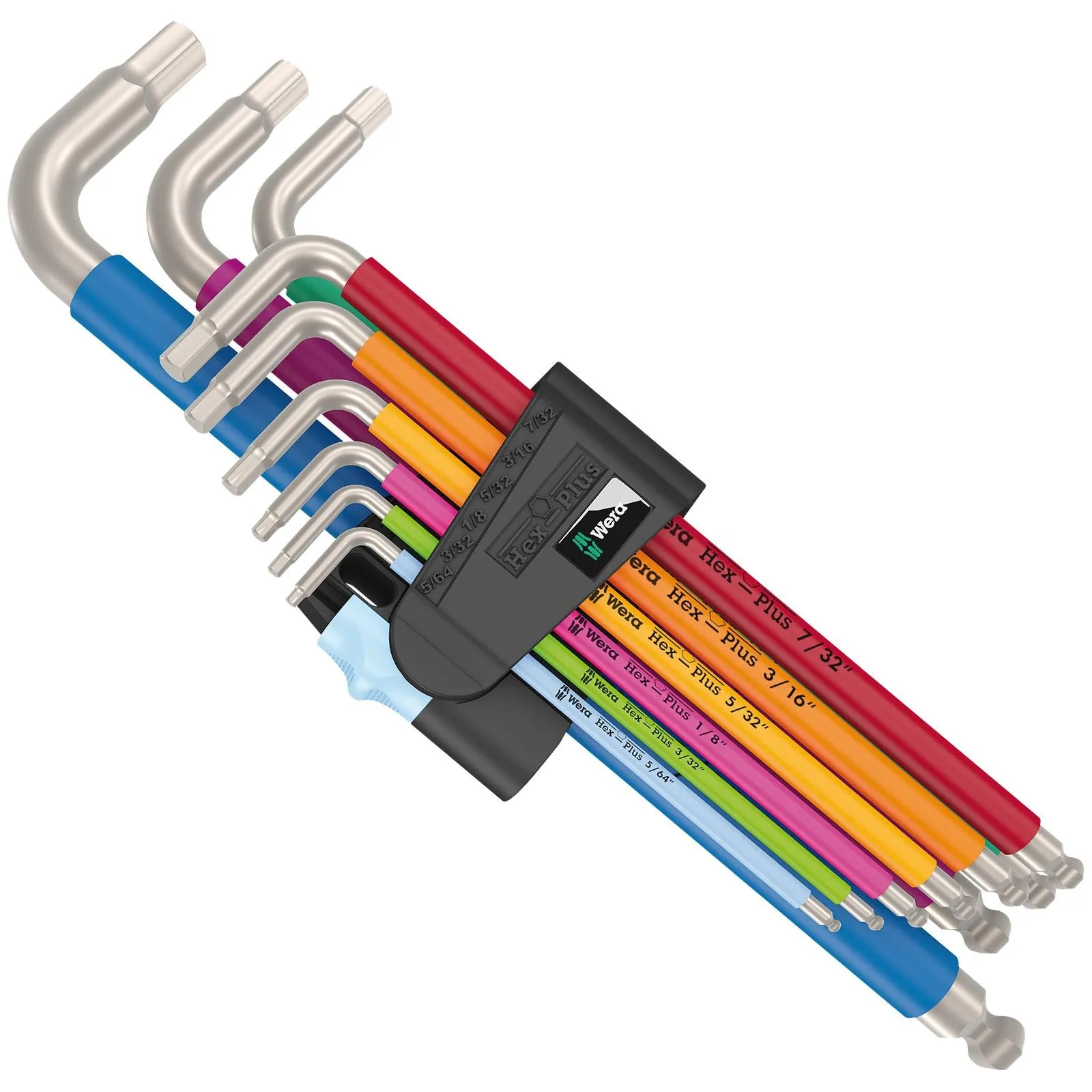 Wera Hex Plus Multicolour Imperial Stainless Steel 1 Key Set 9 Piece 5/64"-3/8