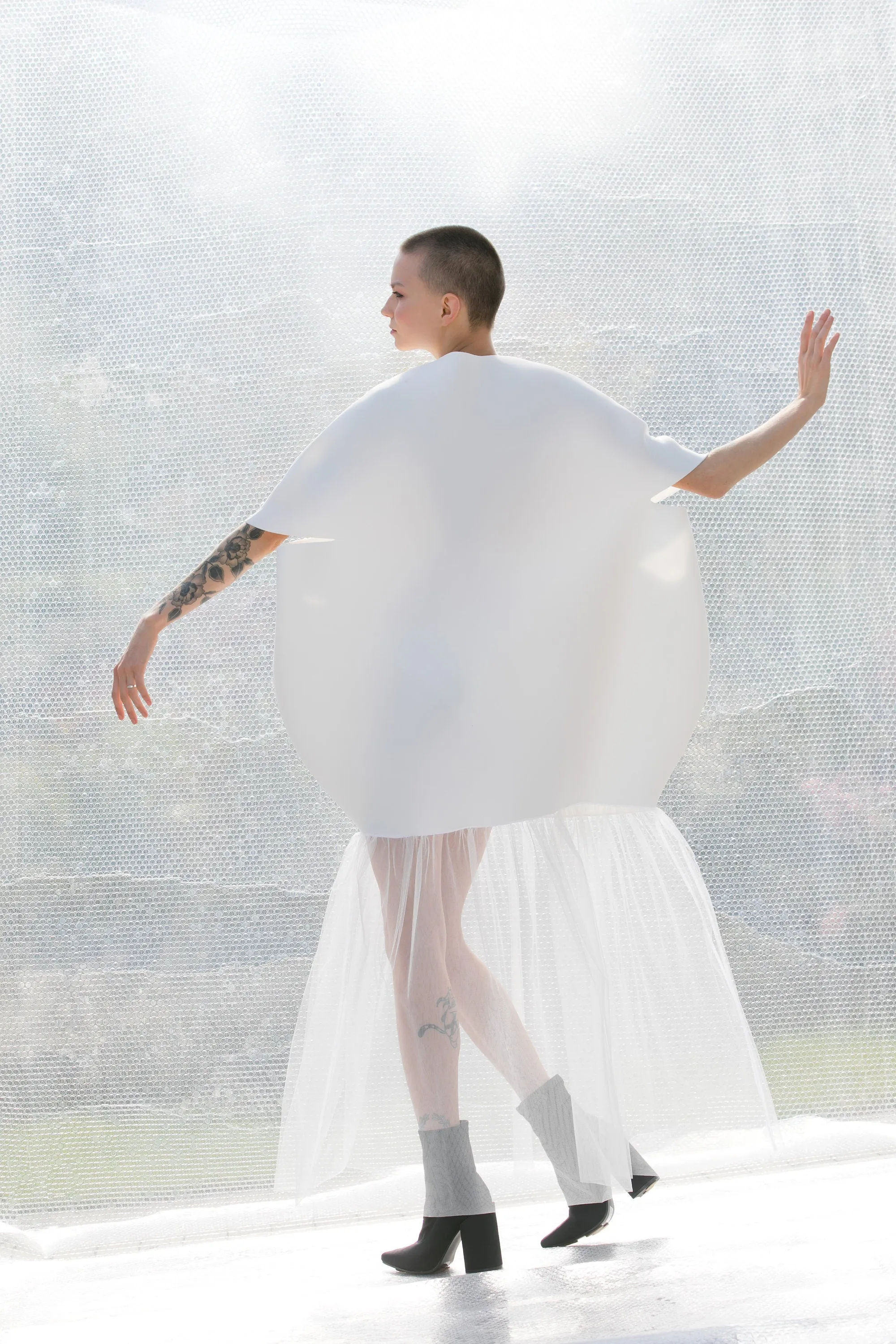 White Tulle Dress, Futuristic Wedding Dress, Neoprene Dress, Boho Wedding Dress, Avant Garde Wedding Dress, Bubble Dress, Cocktail