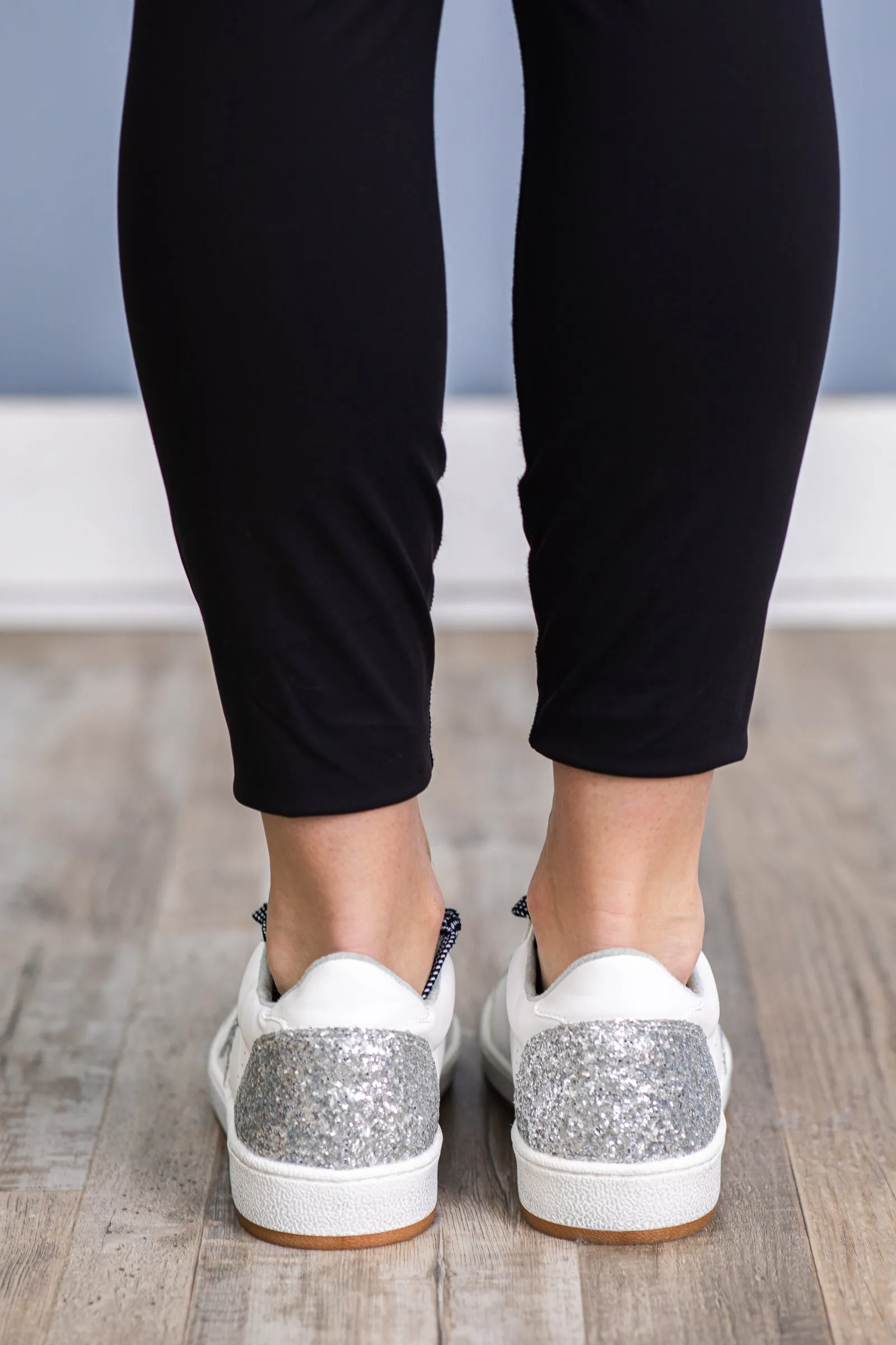 White With Silver Glitter Star Sneaker