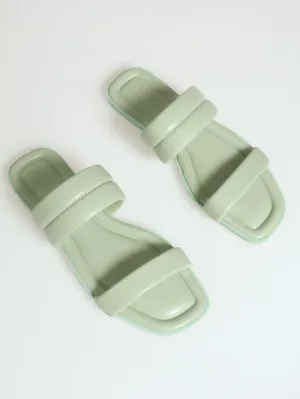 Wide & Narrow Puff Strap Sandal - Sage