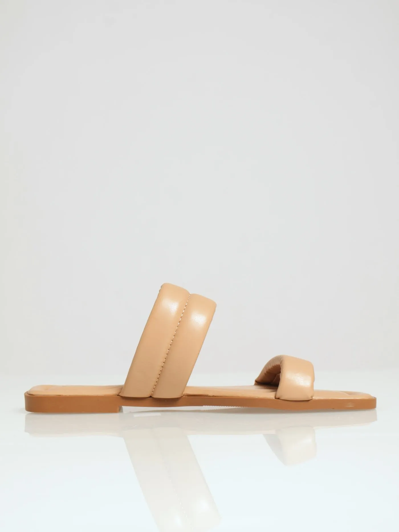 Wide & Narrow Puff Strap Sandal - Taupe