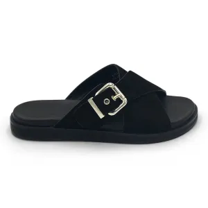 Wide fit sandal black suede