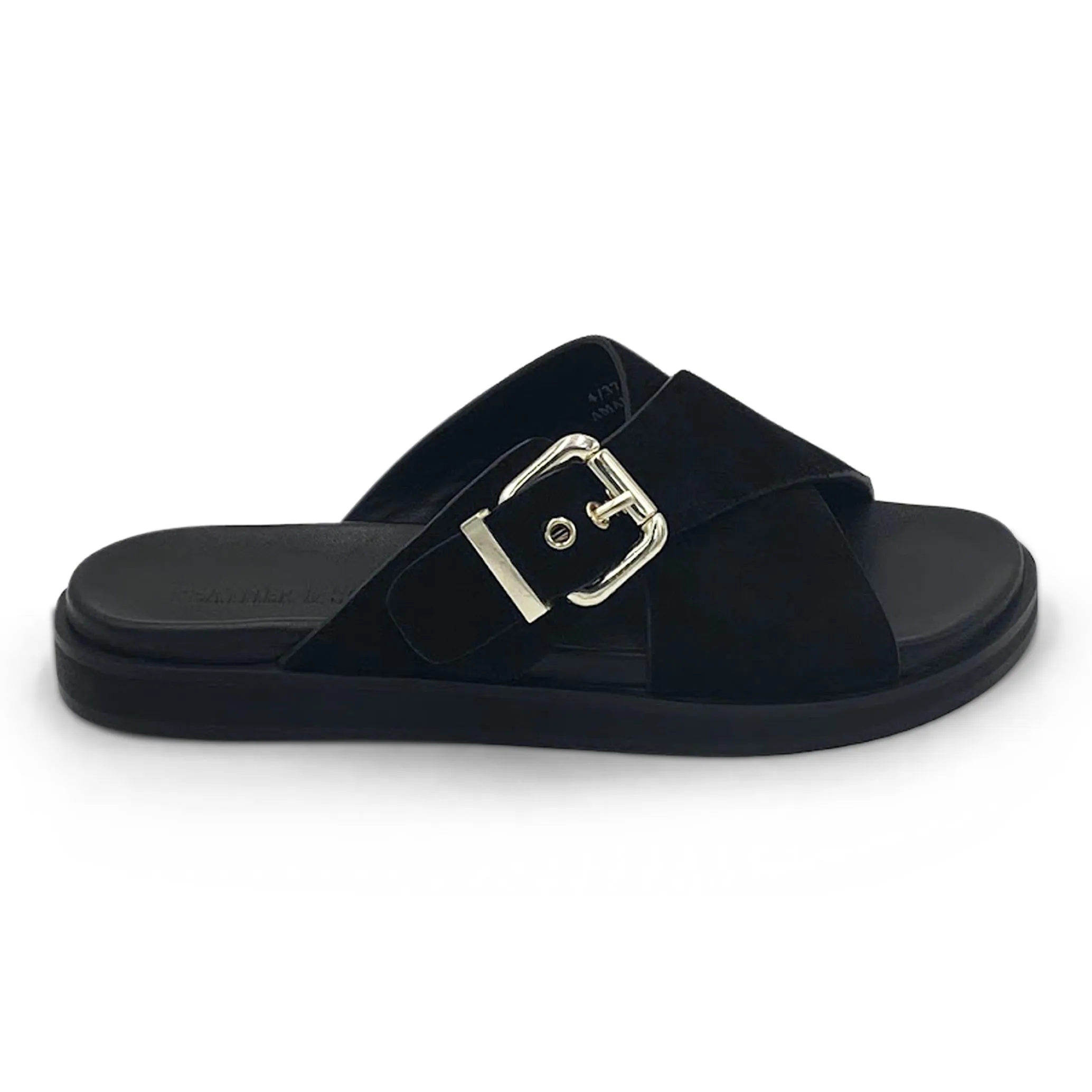 Wide fit sandal black suede
