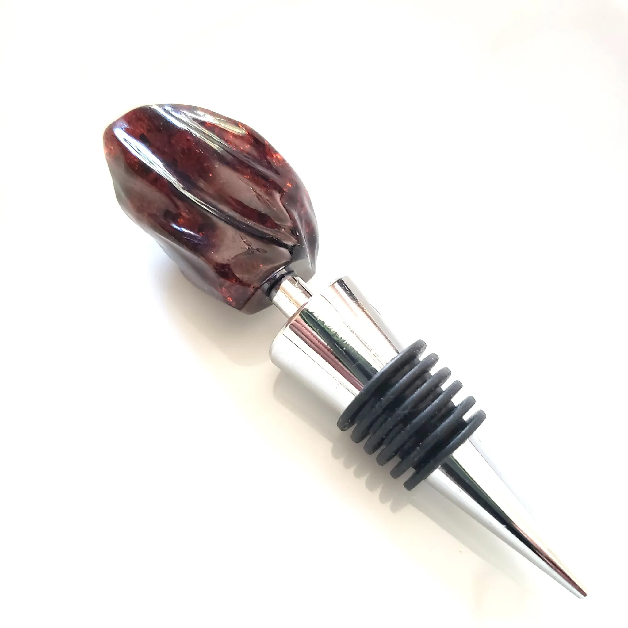 Wine Bottle Stopper with Natural Amber