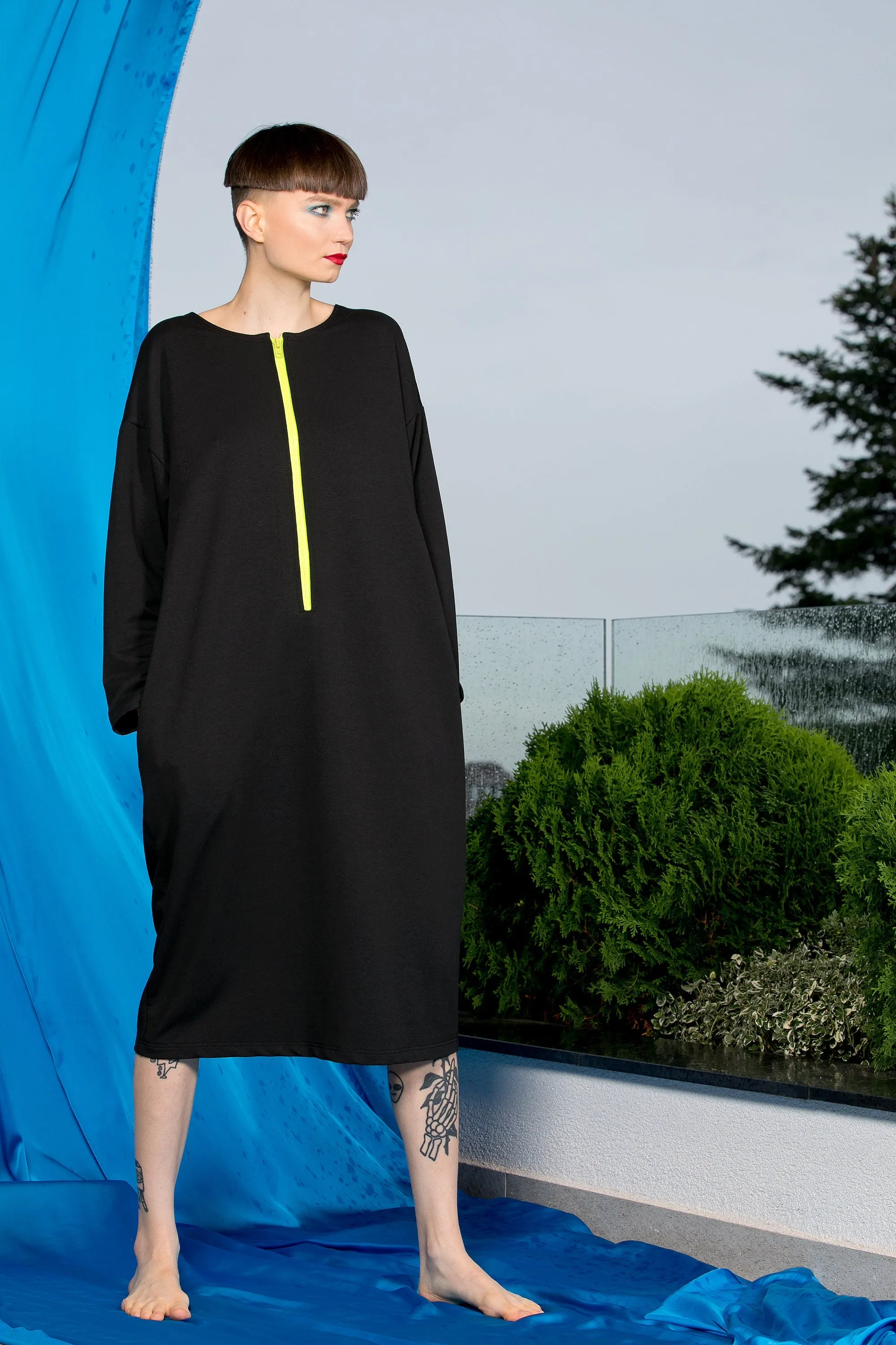 Winter Black Dress, Loose Dress, Comfortable Dress, Plus Size Clothing, Long Sleeve Dress, Futuristic Clothing, Avant Garde Gothic Dress