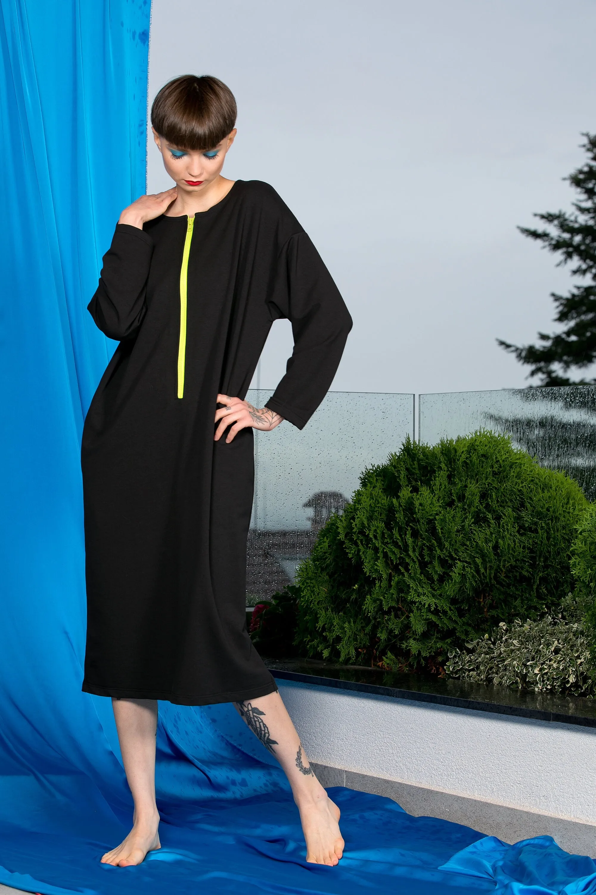 Winter Black Dress, Loose Dress, Comfortable Dress, Plus Size Clothing, Long Sleeve Dress, Futuristic Clothing, Avant Garde Gothic Dress