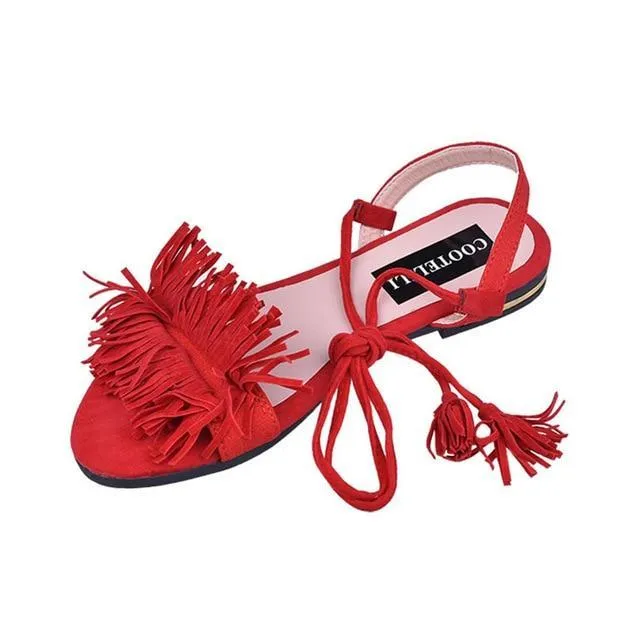 Woman Fashion Tassel Straps Flat Sandals For Women