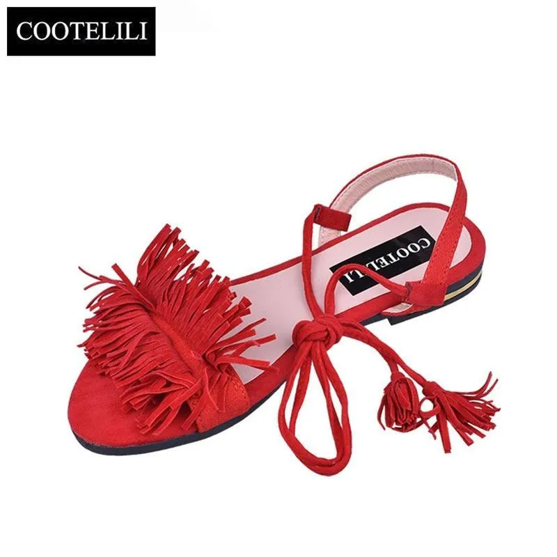 Woman Fashion Tassel Straps Flat Sandals For Women