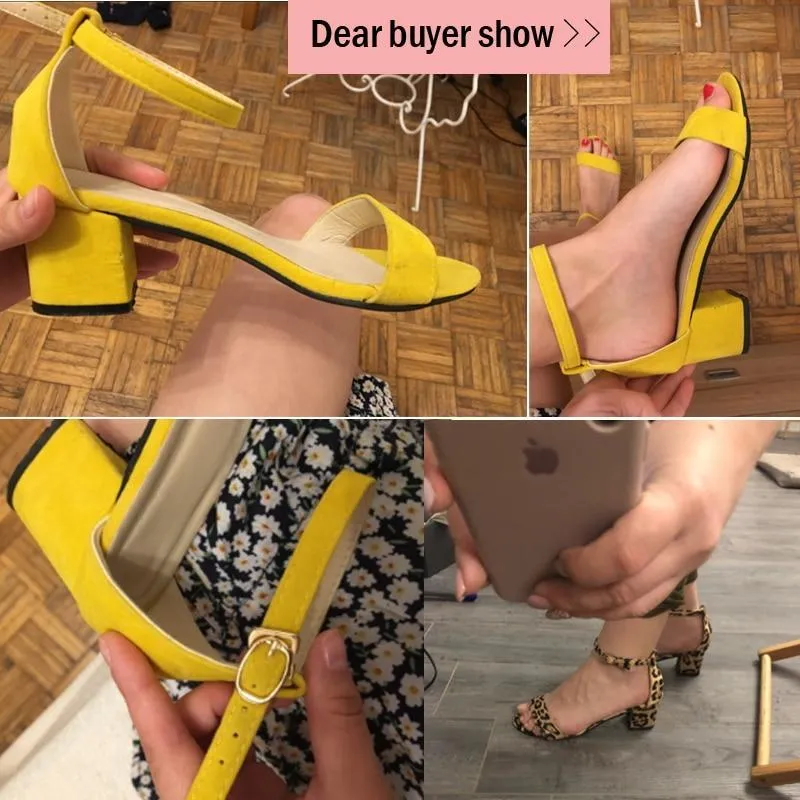 Women Ankle Strap Heels Leopard Print Sandals