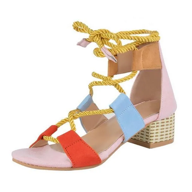 Women Ankle Strap Heels Leopard Print Sandals
