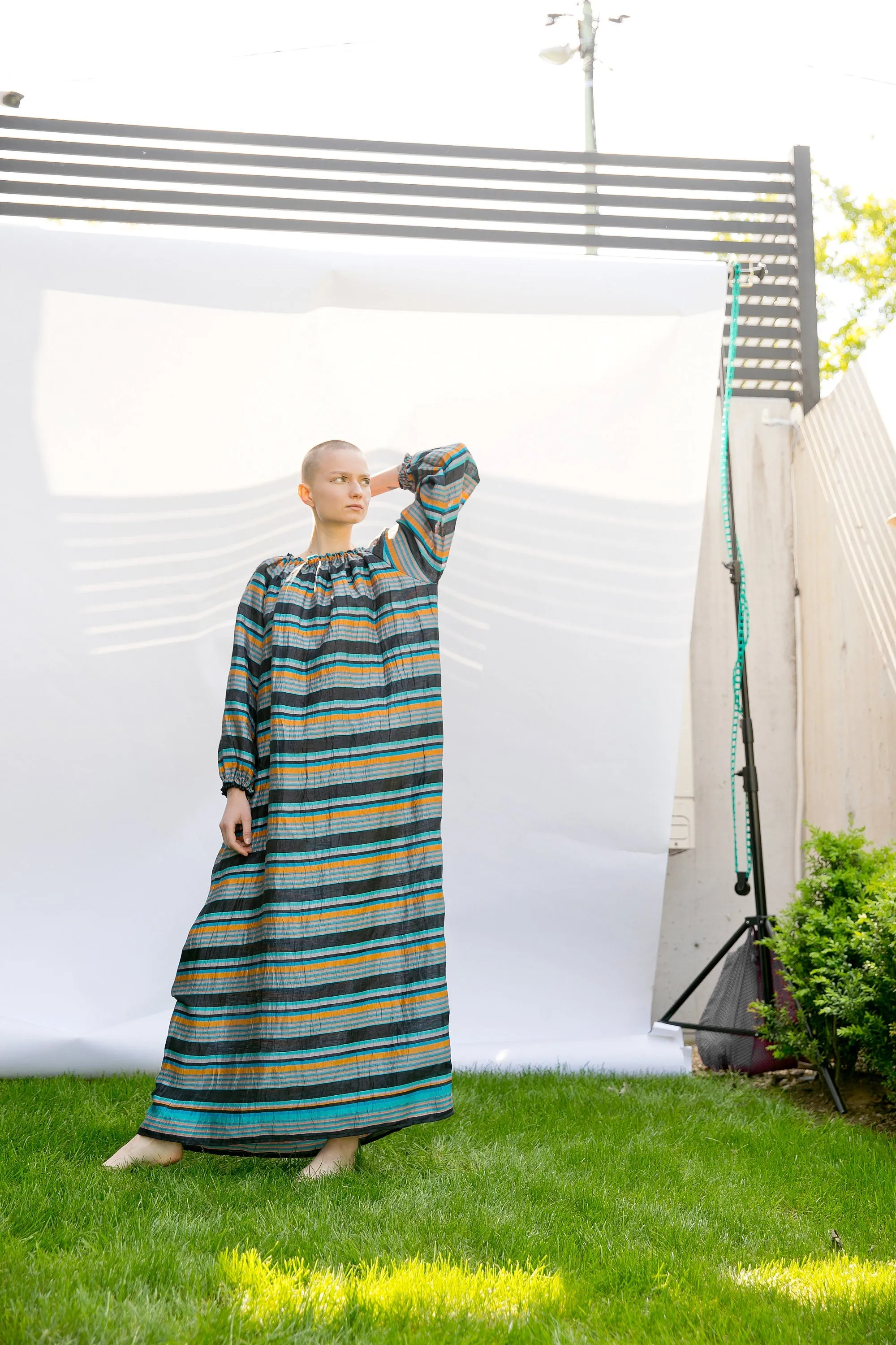 Women Maxi Dress, Taffeta Dress, Belt Dress, Long Sleeve Dress, Striped Dress, Kaftan Dress, Plus Size Clothing, Long Dress, Boho Clothing