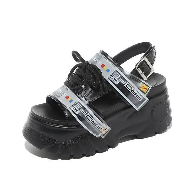 Women Sandals Thick Bottom Wedge Platform Sandals Ladies Ankle Strap Open Toe Shoes